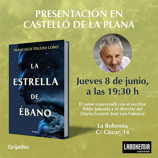 Francisco Toledo Lobo presenta en La Bohemia cultureclub, en Castellón, su primera novela, La Estrella de Ébano