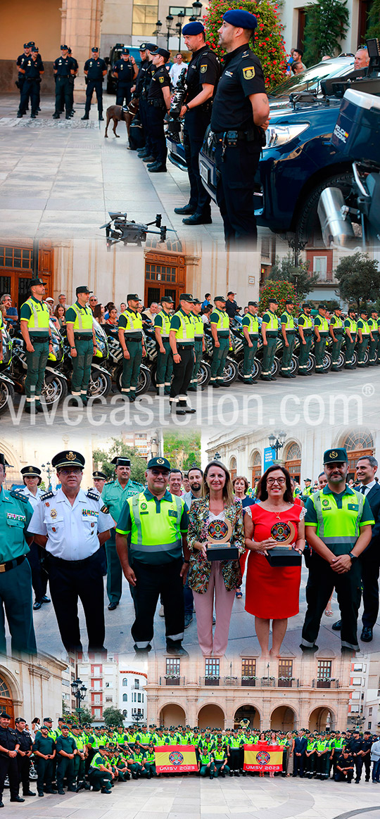 Exposición de los medios que la Guardia Civil y la Policía Nacional utilizarán para garantizar la seguridad de La Vuelta Ciclista a España en su paso por Castellón