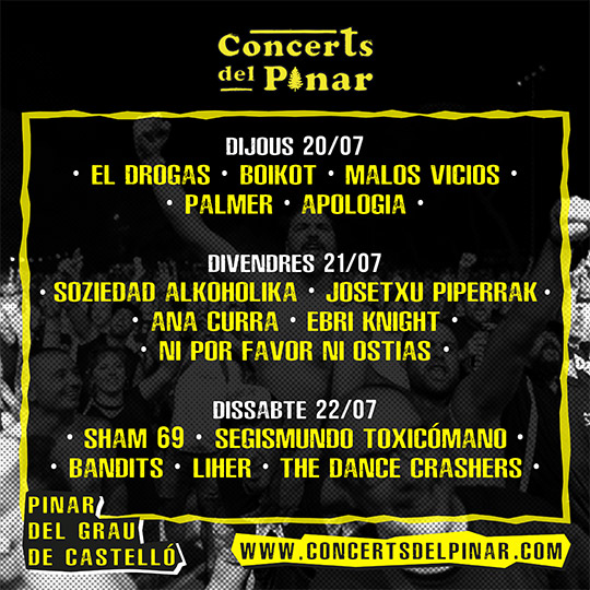 Conciertos del Pinar, el festival de punk-rock de las comarcas de Castelló arranca el próximo jueves
