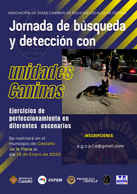 Castelló reúne unidades caninas de veinte municipios en una jornada sobre búsqueda y detección de drogas