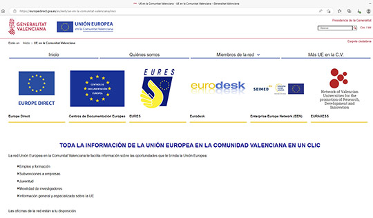 La Generalitat presenta una nueva web que ofrece información sobre empleo, formación, emprendimiento y movilidad en la Unión Europea