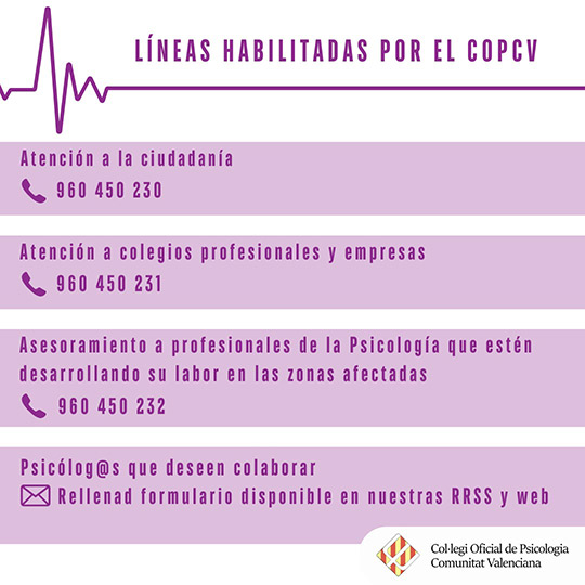 Plan de acción frente a la DANA por parte de la Psicología valenciana