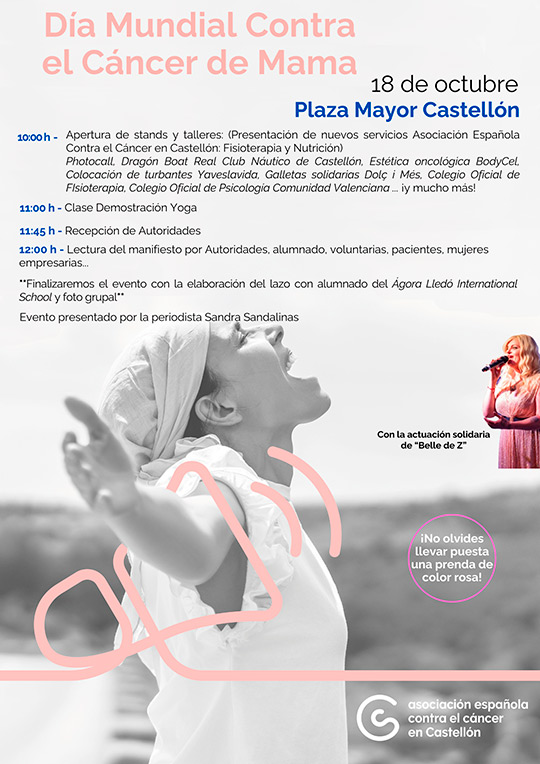 Celebra el Día Mundial contra Cáncer de Mama el 18 de octubre en la Plaza Mayor de Castellón Celebra el Día Mundial contra Cáncer de Mama el 18 de octubre en la Plaza Mayor de Castellón