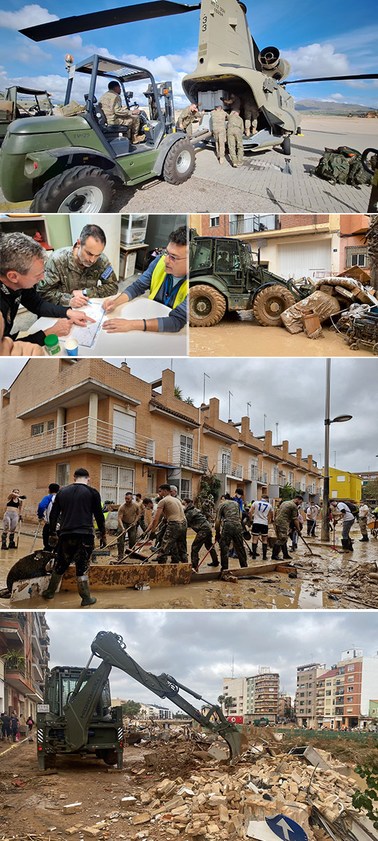 El Ejército de Tierra se moviliza, con capacidades y  efectivos de toda España, para restaurar la  normalidad en las localidades afectadas por la  DANA