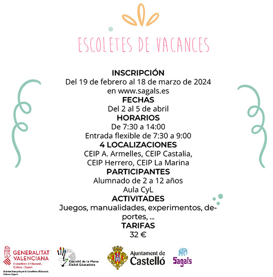 El Ayuntamiento oferta escuelas municipales en Pascua en favor de la conciliación familiar El Ayuntamiento oferta escuelas municipales en Pascua en favor de la conciliación familiar