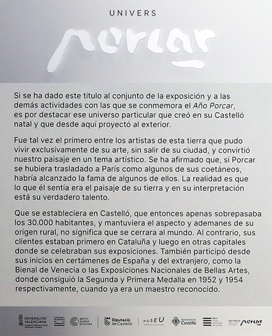 Univers Porcar, exposición dedicada al pintor castellonense, Juan Bautista Porcar