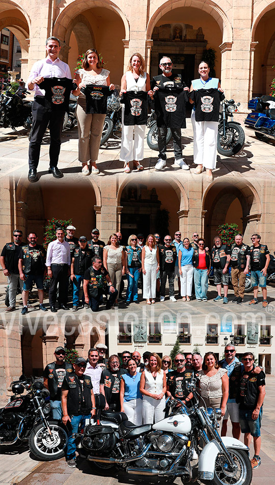 La alcaldesa recibe a las primeras Harley participantes en el 40 aniversario de la convención Big Twin España en Castellón