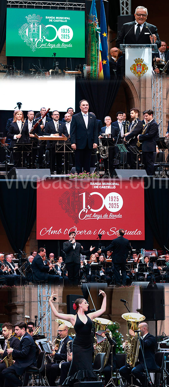 La Plaza Mayor acoge el concierto conmemorativo del centenario de la Banda Municipal de Castellón