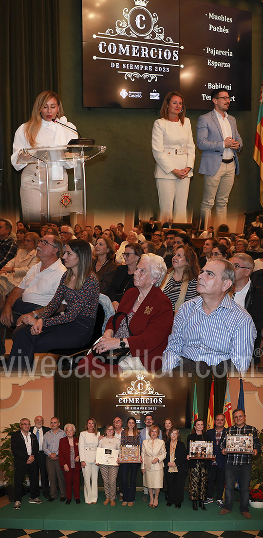 Castellón premia a Muebles Pachés, Pajarería Esparza y la tienda de arte Babiloni en la Gala del Comercio Veterano 2025