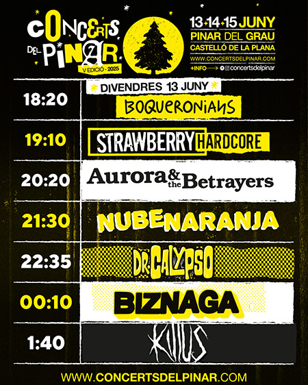 Horarios de la quinta edición de Concerts del Pinar Horarios de la quinta edición de Concerts del Pinar
