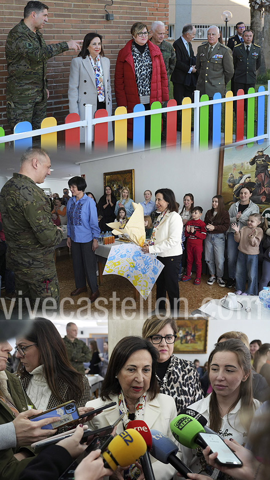 Margarita Robles visita a familiares de militares ucranianos en la Residencia Militar de Castellón Margarita Robles visita a familiares de militares ucranianos en la Residencia Militar de Castellón