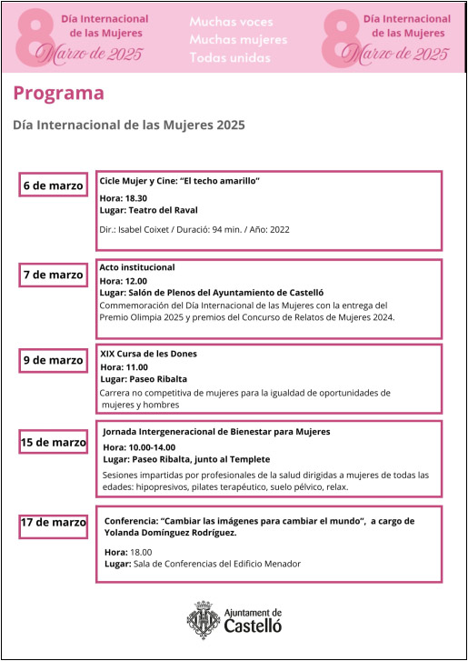 La alcaldesa anima a participar en los actos de conmemoración del 8M organizados por la concejalía de Igualdad