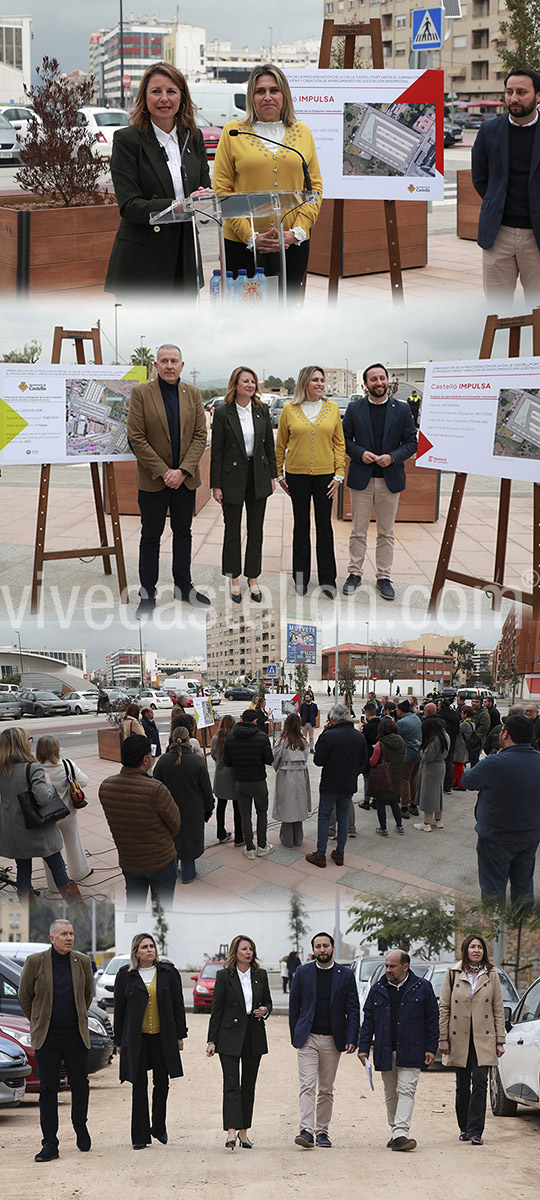 Begoña Carrasco y Marta Barrachina presentan las obras de la nueva zona de aparcamiento junto a la estación intermodal de Castellón 
