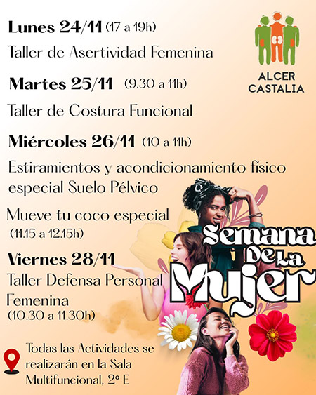 ALCER Castalia se suma al Día Internacional de la Eliminación de la Violencia contra la Mujer con una semana de actividades