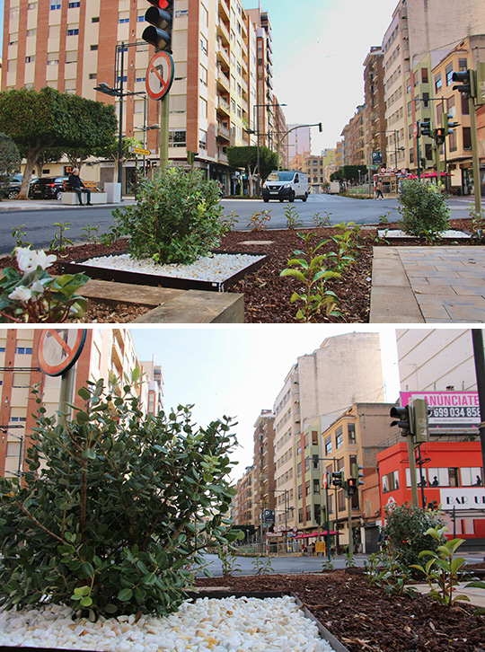 Finalizan las obras de la Zona de Bajas Emisiones en Conde Pestagua, Plaza Clavé, Arrufat Alonso y Sant Blai