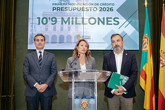 Castellón suma 10,9 millones de euros a su presupuesto para impulsar inversiones, mejorar servicios públicos y reforzar la labor de entidades sociales