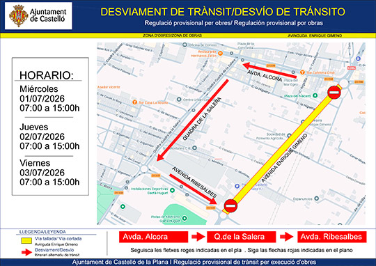 Parte de la avenida de Enrique Gimeno restringirá su tráfico por trabajos de jardinería y mantenimiento entre el 1 de julio y el 3 de julio