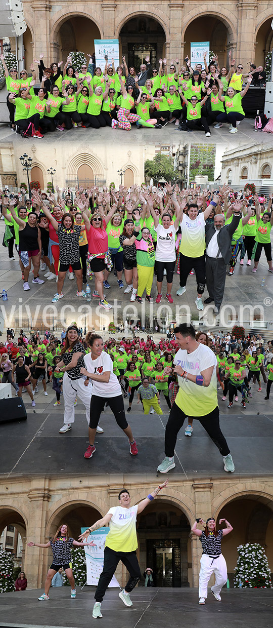 Clase de zumba al aire libre en la plaza Mayor de Castellón