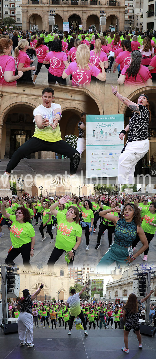 Clase de zumba al aire libre en la plaza Mayor de Castellón