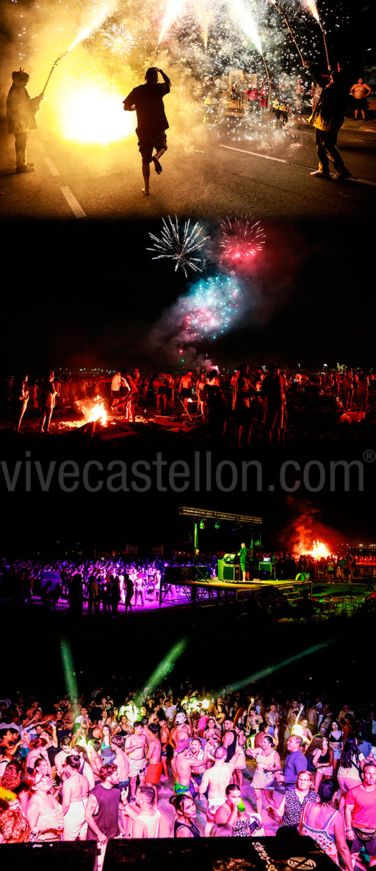 Miles de personas celebran la Nit de Sant Joan en la playa del Gurugú