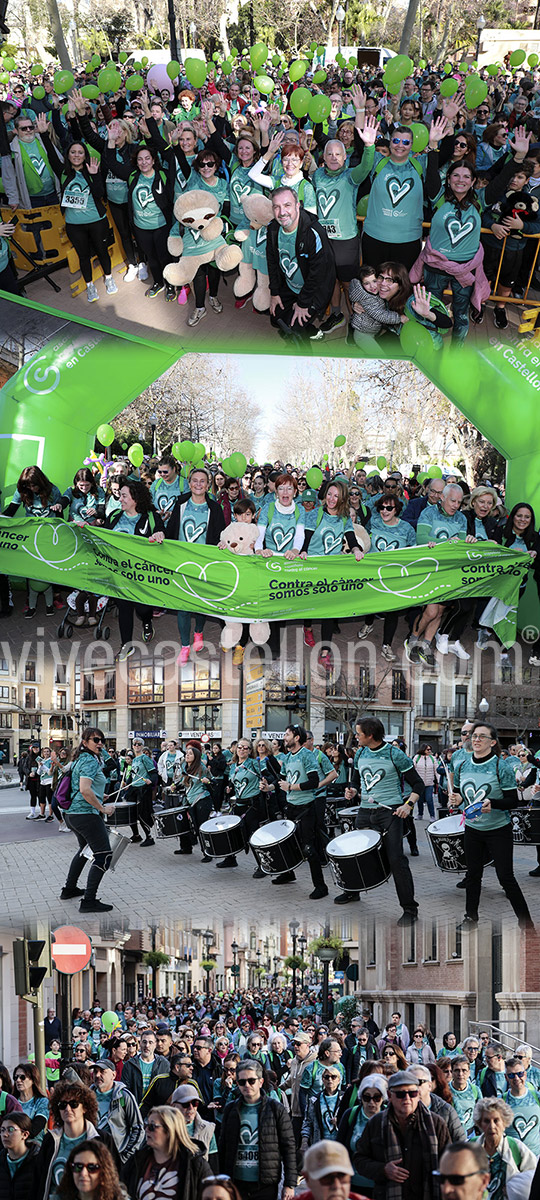 Miles de castellonenses muestran su solidaridad marchando contra el cáncer, por la vida y en apoyo a las personas afectadas por la enfermedad