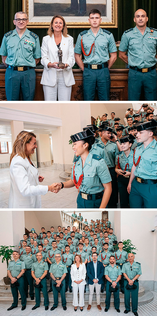 Begoña Carrasco recibe a alumnos guardias civiles de la Academia de Oficiales de Aranjuez y traslada el reconocimiento de la ciudad a la labor del Cuerpo y su cercanía a la sociedad