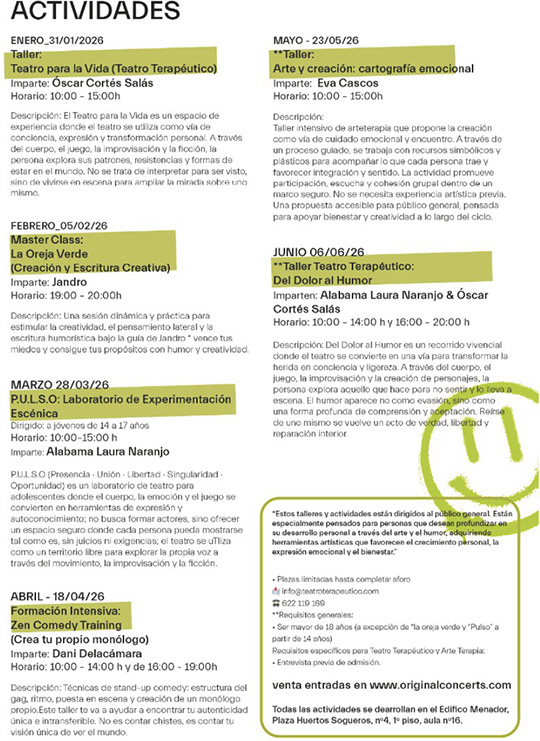 Castellón acogerá, desde el 29 de enero y hasta junio, el primer Ciclo Nacional de Desarrollo Personal a través del Humor, titulada “Del dolor al humor“