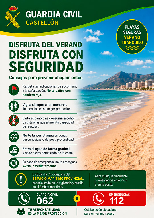 Recomendaciones de la Guardia Civil para prevenir y disfrutar de un baño seguro Recomendaciones de la Guardia Civil para prevenir y disfrutar de un baño seguro