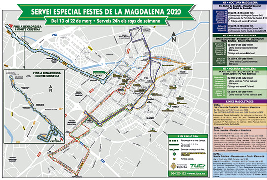 Clic en la imagen para ampliar o descargar rutas del Abono Magdalena de transporte público Abono Magdalena de transporte público de las fiestas por 9 euros