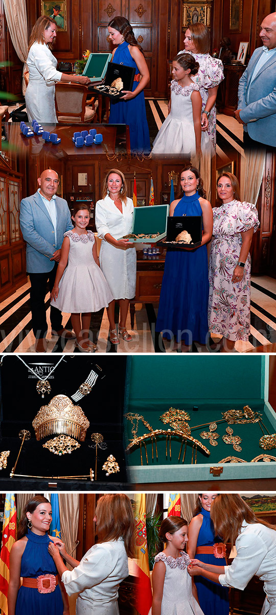 Entrega los aderezos oficiales a las Reinas de las Fiestas de Castellón, Clara Sanz y Ana Colón