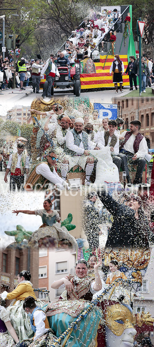Castellón se llena de color y sonrisas con el Coso Multicolor, que lanza 5.500 kilos de confeti 