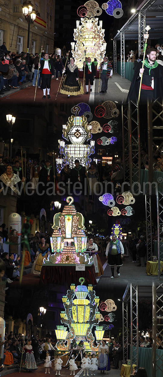 Las Gaiatas iluminan la noche de Castellón rememorando la historia fundacional de la ciudad