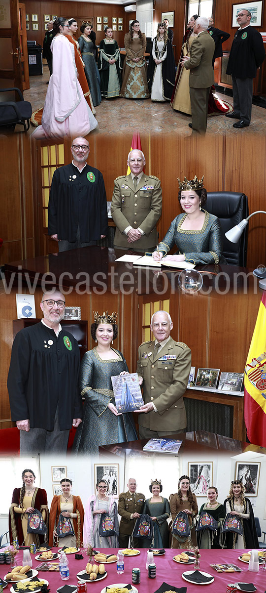 Visita de cortesía de Na Violant de Hungría y dels Cavallers de la Conquesta a la Subdelegación de Defensa en Castellón