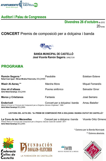 II Concurs de Composició per a Dolçaina i Banda