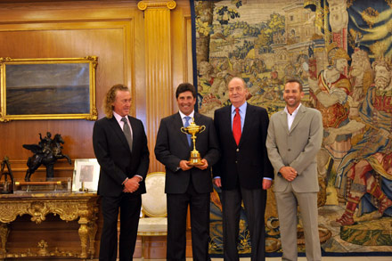 Su Majestad el Rey D. Juan Carlos I ha recibido en audiencia a José Mari Olazábal, Miguel Ángel Jiménez y Sergio García
