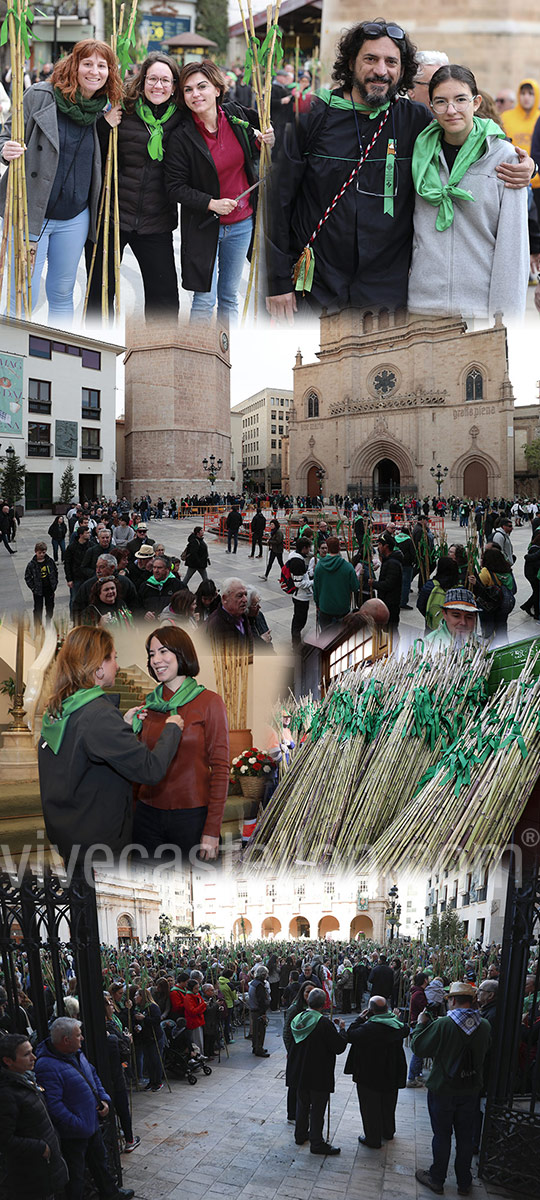Tradicional reparto de las cañas y cintas a los romeros Tradicional reparto de las cañas y cintas a los romeros