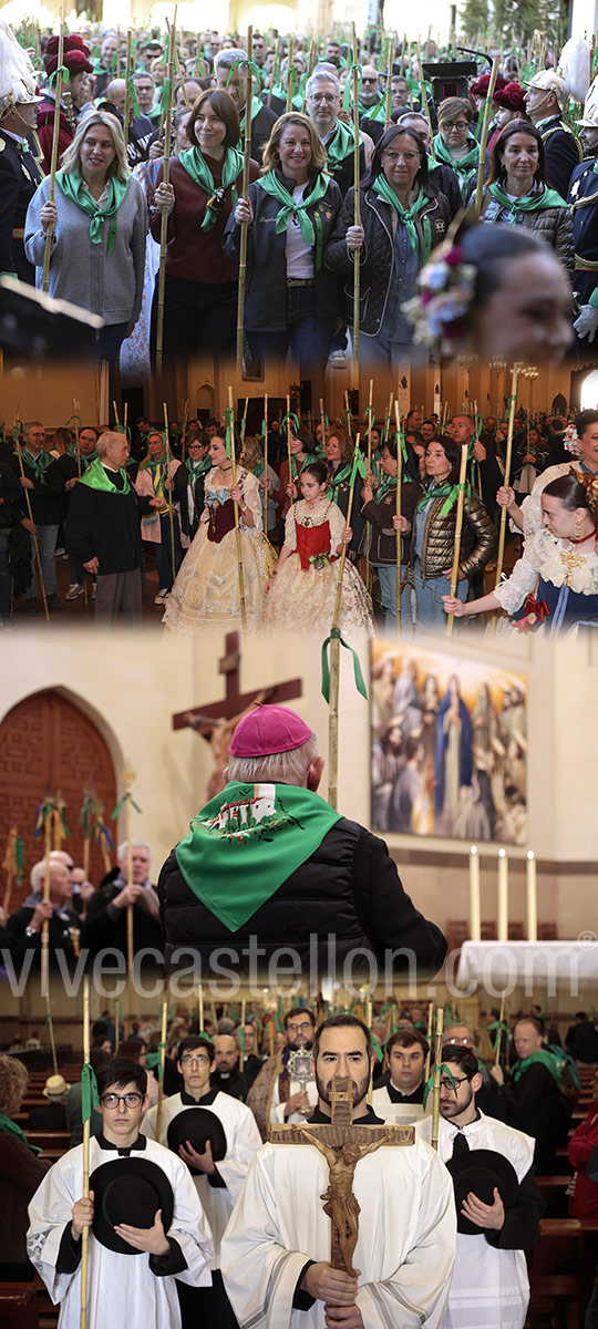 Tradicional reparto de las cañas y cintas a los romeros Tradicional reparto de las cañas y cintas a los romeros