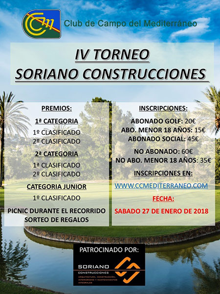 Abierta la inscripción para el IV Trofeo Golf Soriano Construcciones Abierta la inscripción para el IV Trofeo Golf Soriano Construcciones