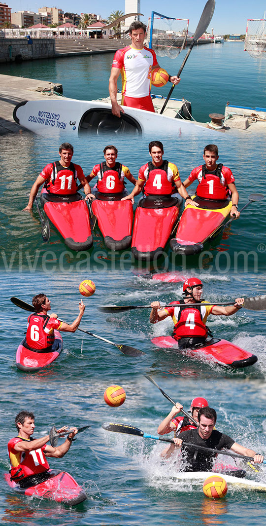Deportistas del Real Club Náutico de Castellón con la selección española de Kayak Polo van a Francia