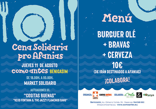 Cena solidaria Pro Afanias en como antes Benicàssim Cena solidaria Pro Afanias en como antes Benicàssim