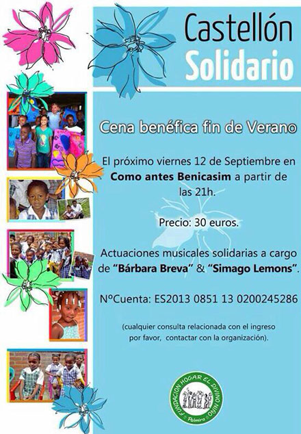Cena benéfica Castellón solidario en comoantes Benicàssim Cena benéfica Castellón solidario en comoantes Benicàssim
