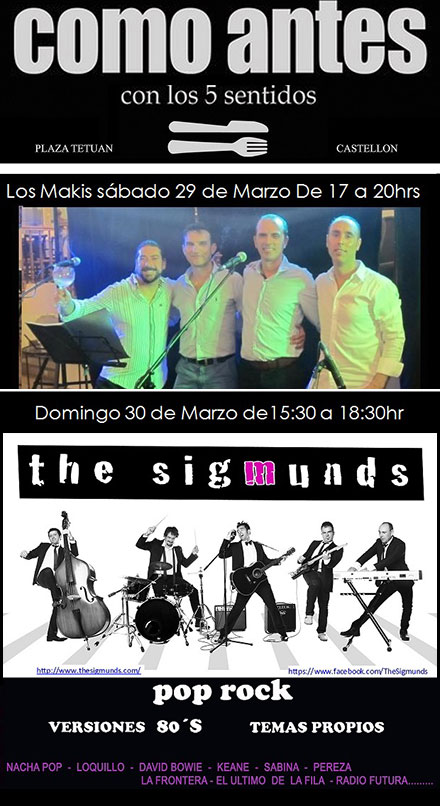 Conciertos de Los Makis y The Sigmunds en Como Antes Conciertos de Los Makis y The Sigmunds en Como Antes