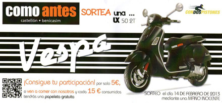 Como Antes sortea una vespa el 14 de febrero de 2013