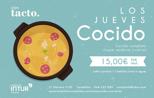 Todos los jueves cocido en el Restaurante ConTacto de Castellón