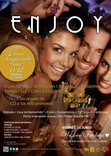 La sala Enjoy cierra la temporada el sábado 16 de junio La sala Enjoy cierra la temporada el sábado 16 de junio
