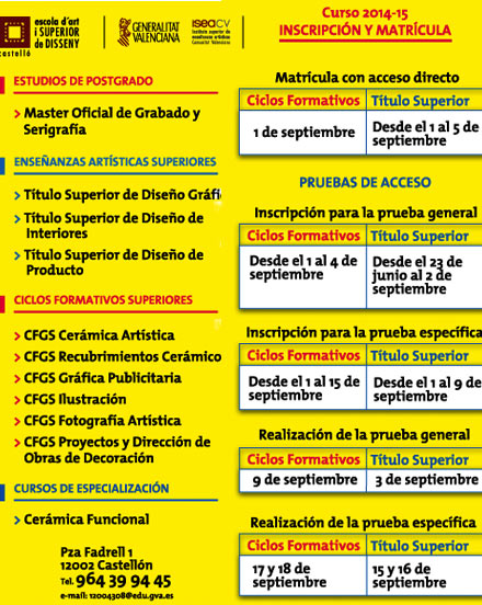 Castellón, Escola d´Art i Superior de Disseny de Castelló