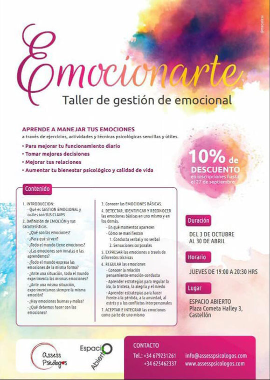 Emocionarte, taller de gestión emocional en Castellón Emocionarte, taller de gestión emocional en Castellón