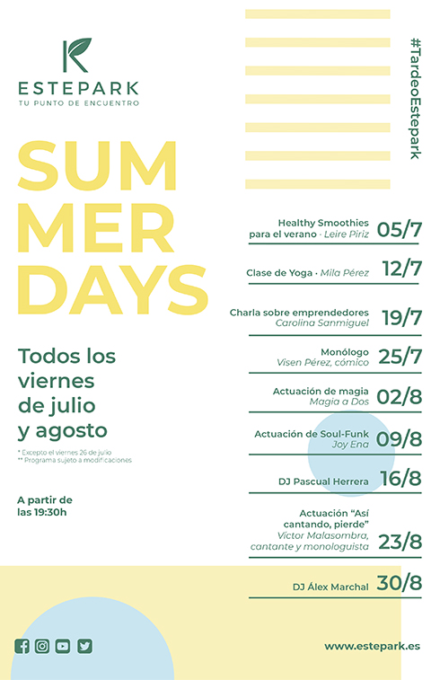 Disfruta de los tardeos SUMMER DAYS en Estepark Disfruta de los tardeos SUMMER DAYS en Estepark