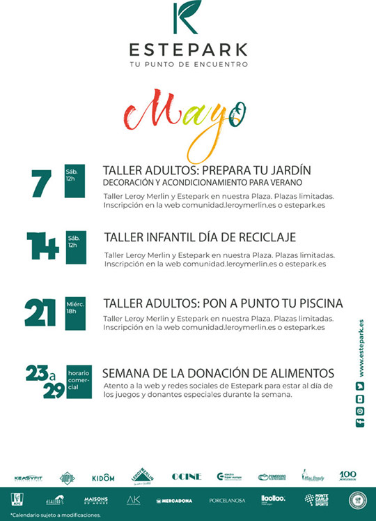 Talleres gratuitos y solidaridad en las actividades de Estepark en mayo - Estepark, Centro Comercial y de Ocio en Castellón Talleres gratuitos y solidaridad en las actividades de Estepark en mayo - Estepark, Centro Comercial y de Ocio en Castellón
