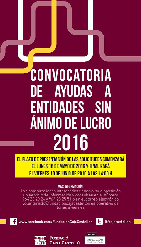 convocatoria de ayudas a entidades sin ánimo de lucro